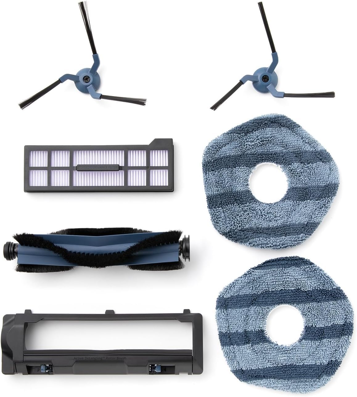 Bộ phụ tùng thay thế eufy cho máy hút bụi robot eufy C20 Omni, chổi lăn có lông và cao su, bộ phận bảo vệ chổi, 2 chổi bên, bộ lọc có thể giặt được và 2 khăn lau